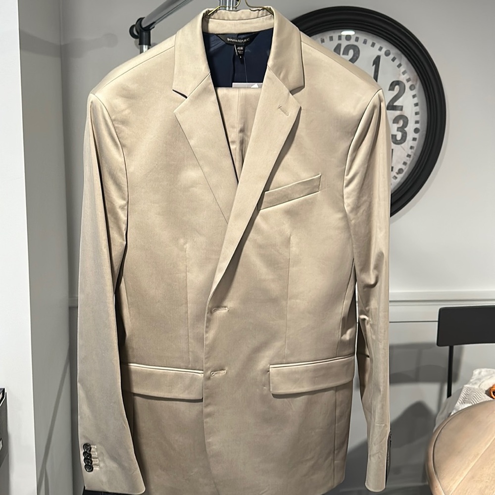 BR slim fit khaki suit